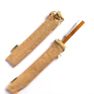 Bambusowa słomka Bam Baw | 19cm i czyścik w bawełnianym woreczku